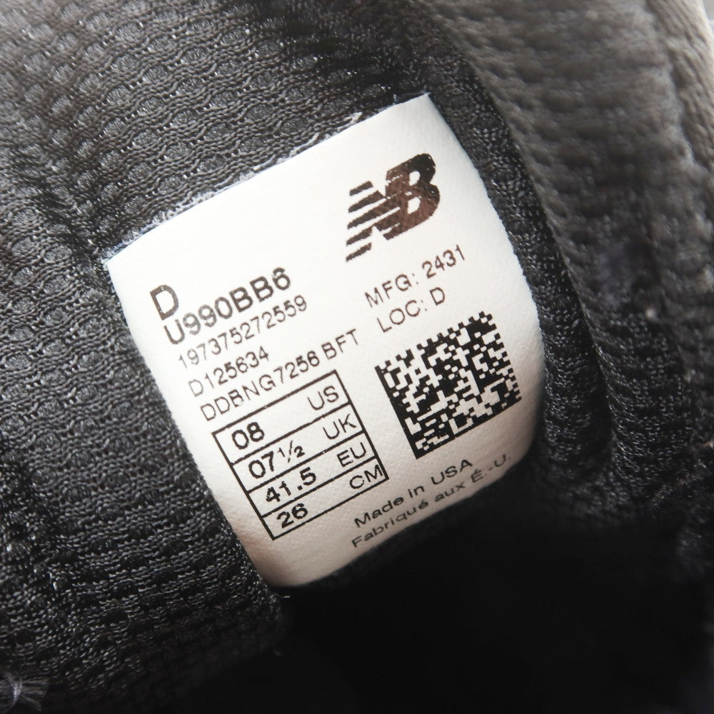 【中古】ニューバランス NEW BALANCE U990BB6 スニーカー ブラック【 26cm 】【 状態ランクA 】【 メンズ 】
