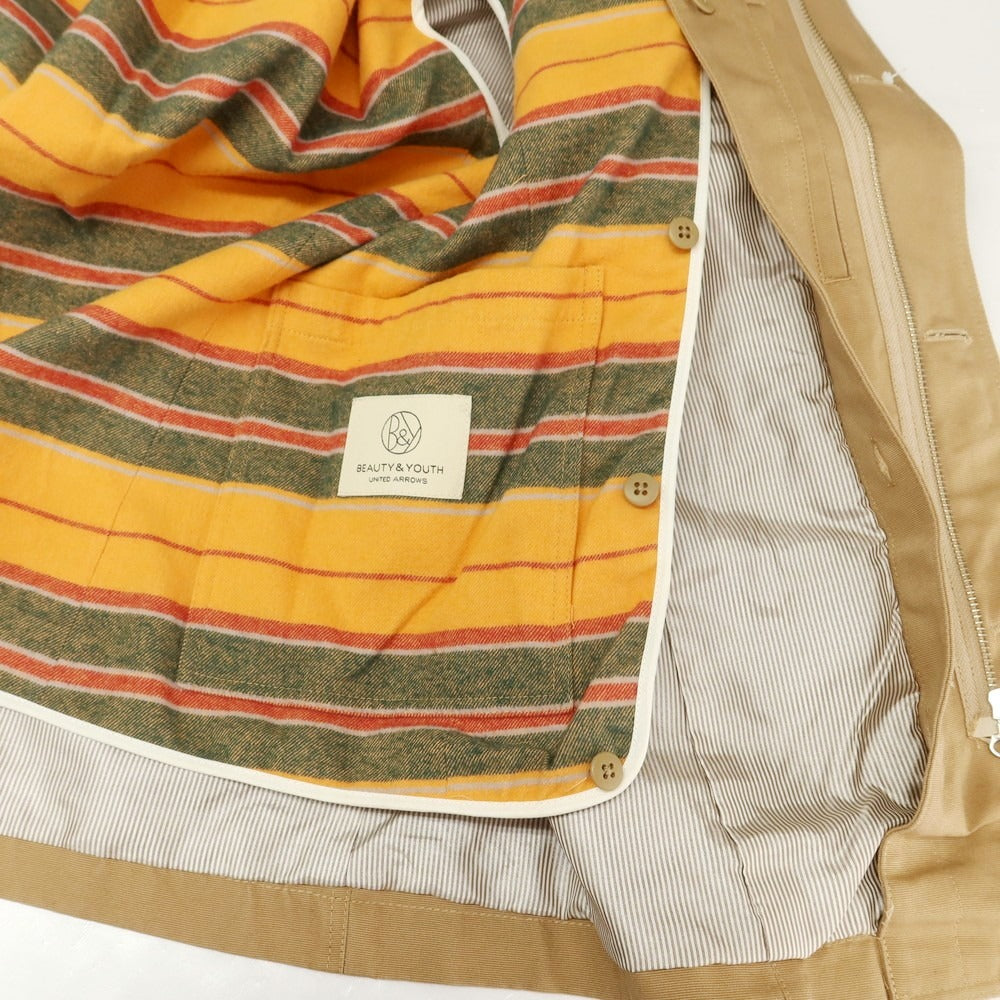 【中古】ビューティアンドユースユナイテッドアローズ BEAUTY&amp;YOUTH UNITED ARROWS コットン ライナー付き フーデッドブルゾン ベージュ【 サイズS 】【 状態ランクB 】【 メンズ 】 [BPD]