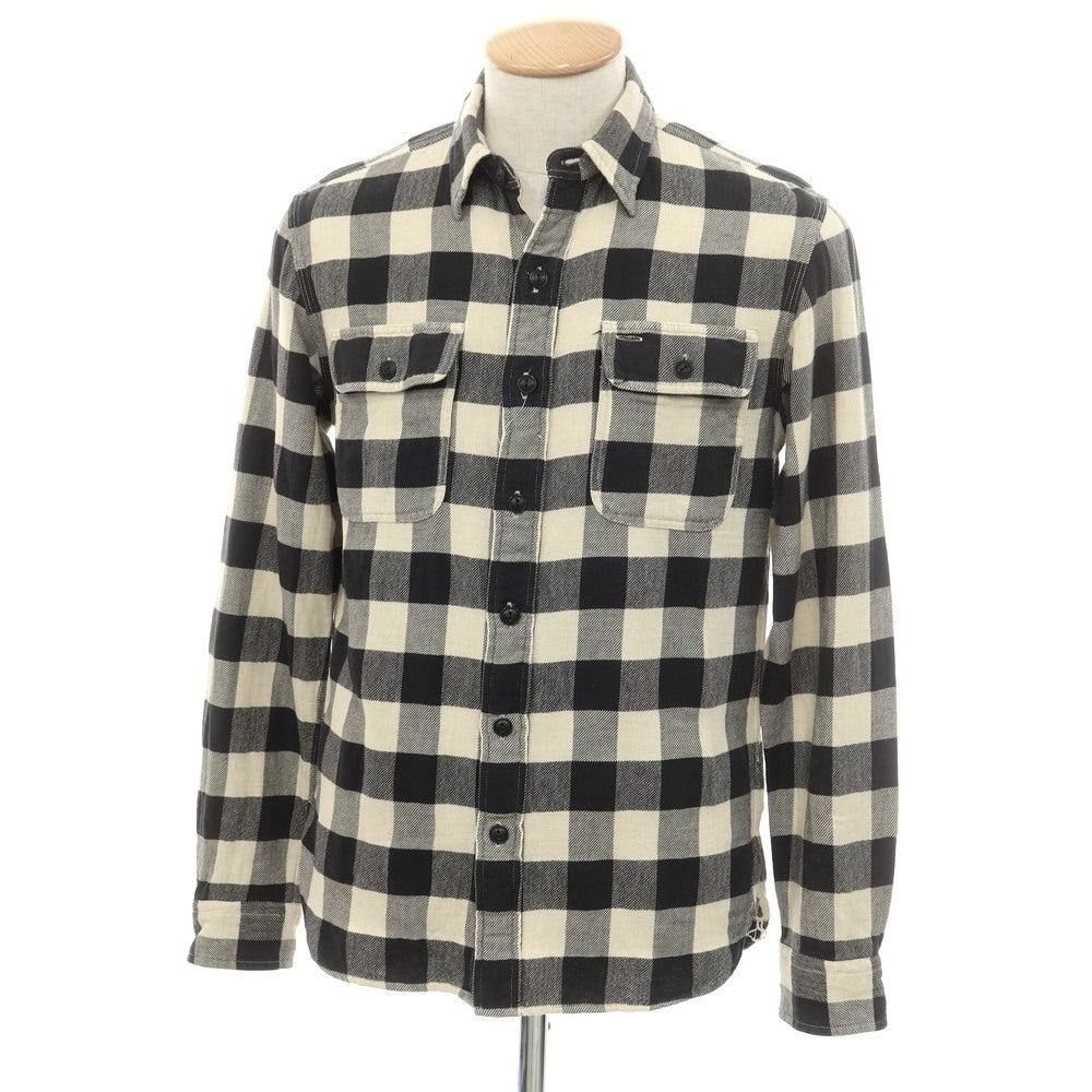 [Used] Double RL RRL DOUBLE RL Cotton linen buffalo check casual shirt Light beige x black [XS] [Condition rank B] [Men&