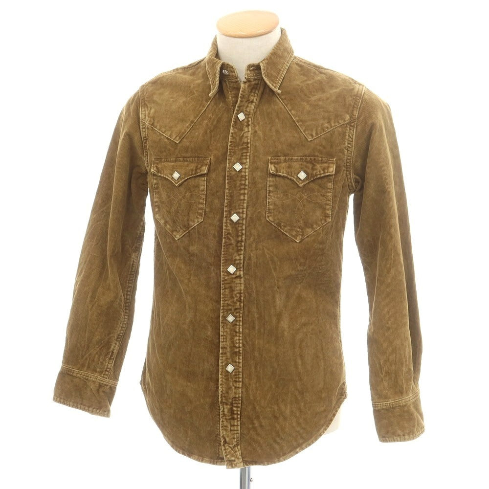 【中古】ダブルアールエル RRL DOUBLE RL コットン コーデュロイ レギュラーカラー ウエスタンシャツ カーキブラウン【 XS 】【 状態ランクB 】【 メンズ 】