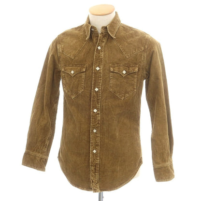 【中古】ダブルアールエル RRL DOUBLE RL コットン コーデュロイ レギュラーカラー ウエスタンシャツ カーキブラウン【 XS 】【 状態ランクB 】【 メンズ 】