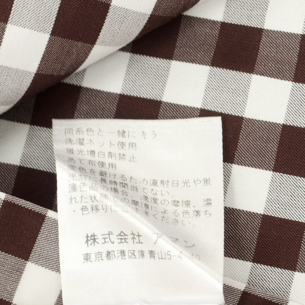[Used] Finamore Cotton Gingham Check Horizontal Collar Casual Shirt Brown x White [37] [Condition Rank B] [Men&