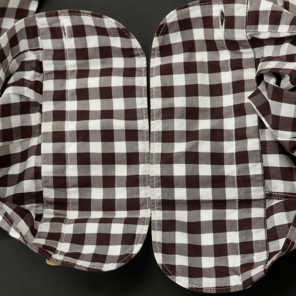 [Used] Finamore Cotton Gingham Check Horizontal Collar Casual Shirt Brown x White [37] [Condition Rank B] [Men&