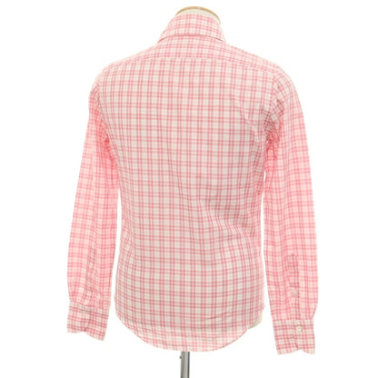 [Used] Finamore Cotton Check Horizontal Collar Casual Shirt Pink x White [37] [Condition Rank B] [Men&