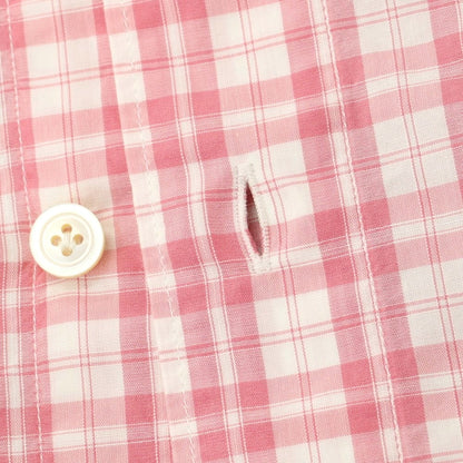 [Used] Finamore Cotton Check Horizontal Collar Casual Shirt Pink x White [37] [Condition Rank B] [Men&