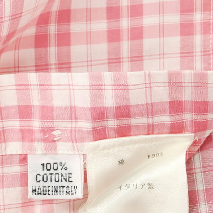 [Used] Finamore Cotton Check Horizontal Collar Casual Shirt Pink x White [37] [Condition Rank B] [Men&