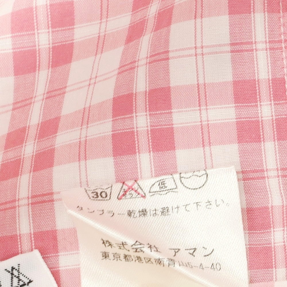 [Used] Finamore Cotton Check Horizontal Collar Casual Shirt Pink x White [37] [Condition Rank B] [Men&