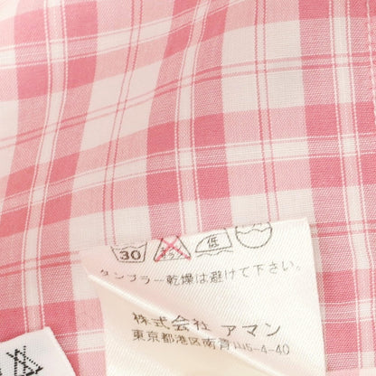 [Used] Finamore Cotton Check Horizontal Collar Casual Shirt Pink x White [37] [Condition Rank B] [Men&