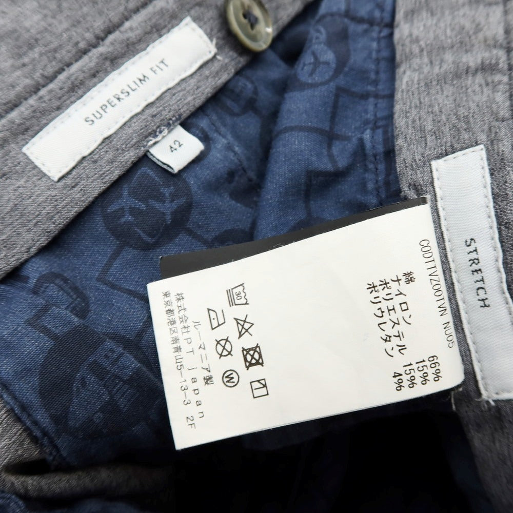 [Used] PT TORINO Stretch Cotton Nylon Polyester Casual Slacks Pants Navy [42] [Condition Rank C] [Men&
