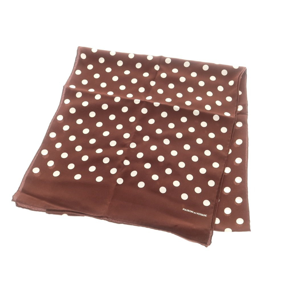 【中古】メゾン エ ボヤージュ MAISON&amp;VOYAGE シルク ドット柄 ストール ブラウンxホワイト【 状態ランクB 】【 メンズ 】