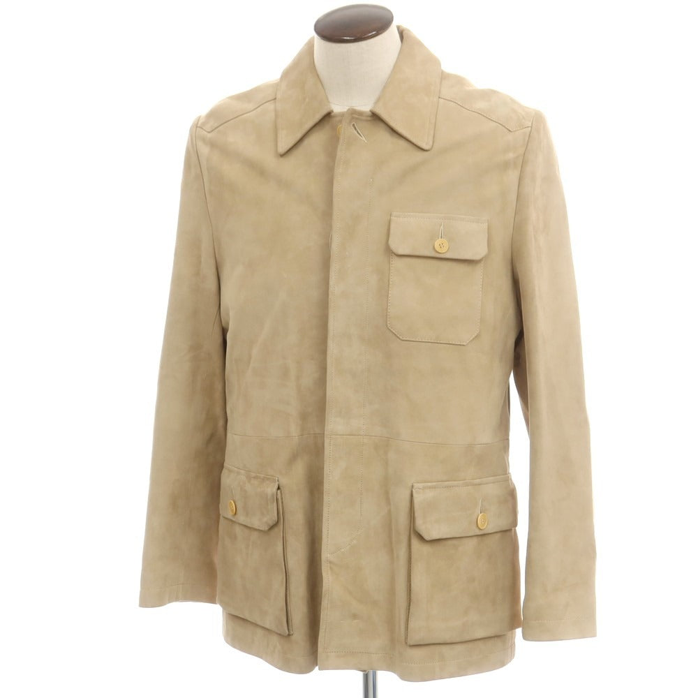 【中古】ギーブス&ホークス GIEVES&HAWKES ゴートスエード レザーブルゾン ベージュ【 42 】【 状態ランクC 】【 メンズ 】