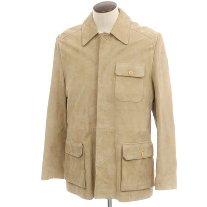 【中古】ギーブス＆ホークス GIEVES&amp;HAWKES ゴートスエード レザーブルゾン ベージュ【 42 】【 状態ランクC 】【 メンズ 】
