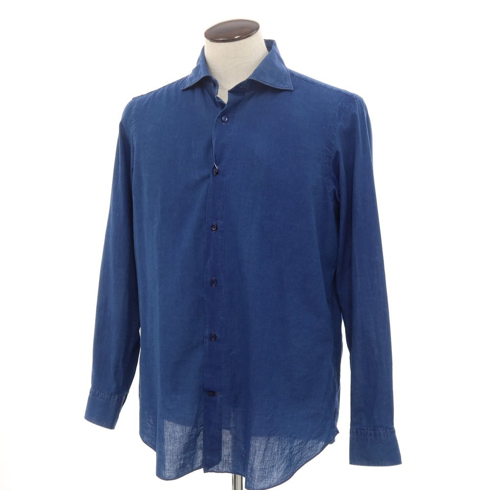 [Used] Vincenzo di Ruggiero Cotton Wide Collar Casual Shirt Navy [43] [Condition Rank B] [Men&