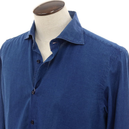 [Used] Vincenzo di Ruggiero Cotton Wide Collar Casual Shirt Navy [43] [Condition Rank B] [Men&