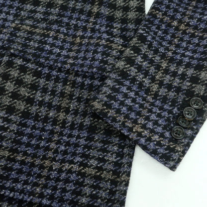 【新品】ドルモア DRUMOHR ウール チェック ダブルブレスト ポロコート ブラックxパープルネイビー【 48 】【 状態ランクN 】【 メンズ 】