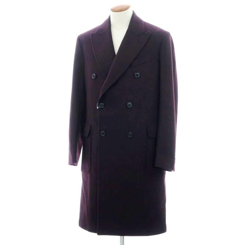 【新品アウトレット】ドルモア DRUMOHR ウール チェック ダブルブレスト ポロコート ダークパープル【 48 】【 状態ランクN- 】【 メンズ 】