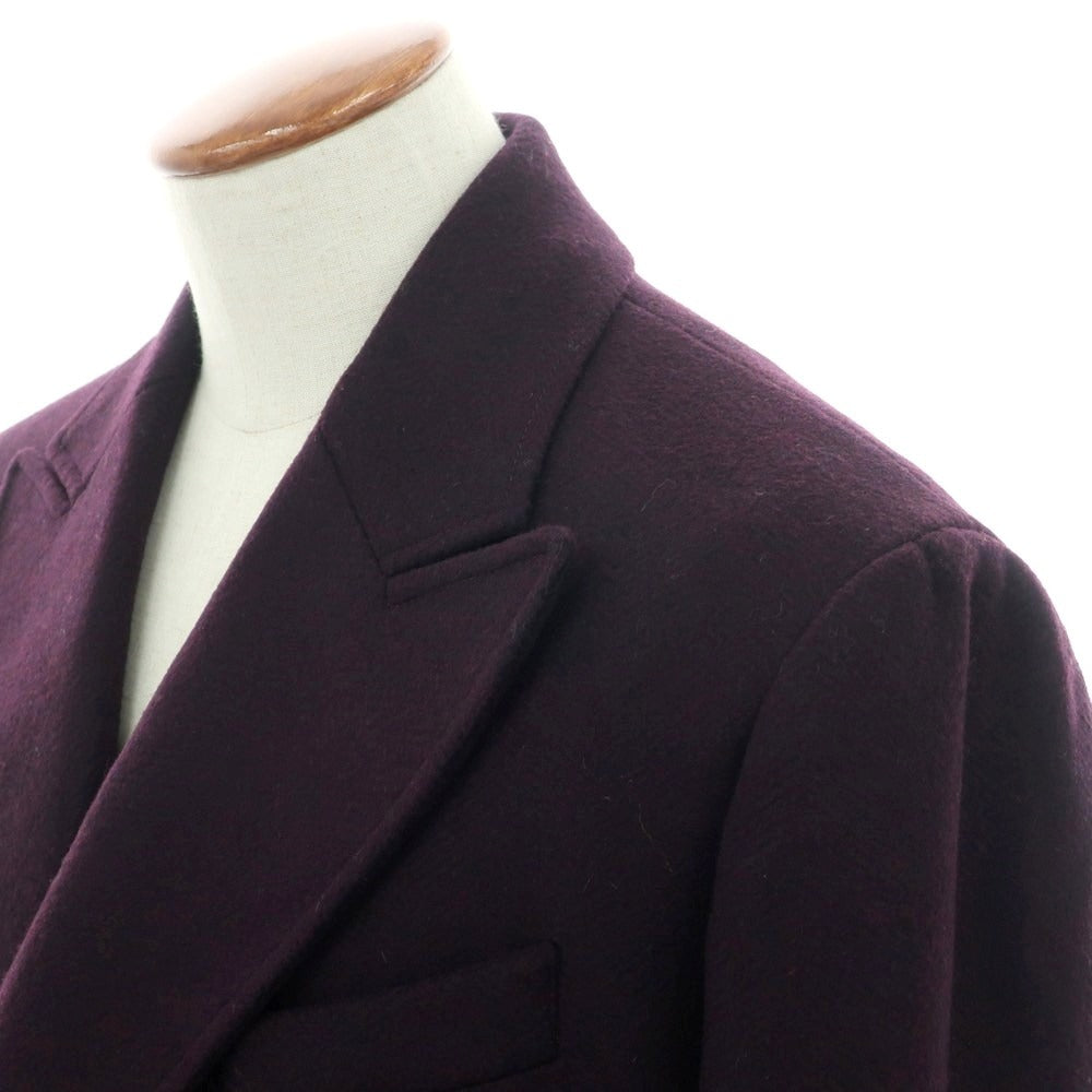 【新品アウトレット】ドルモア DRUMOHR ウール チェック ダブルブレスト ポロコート ダークパープル【 48 】【 状態ランクN- 】【 メンズ 】