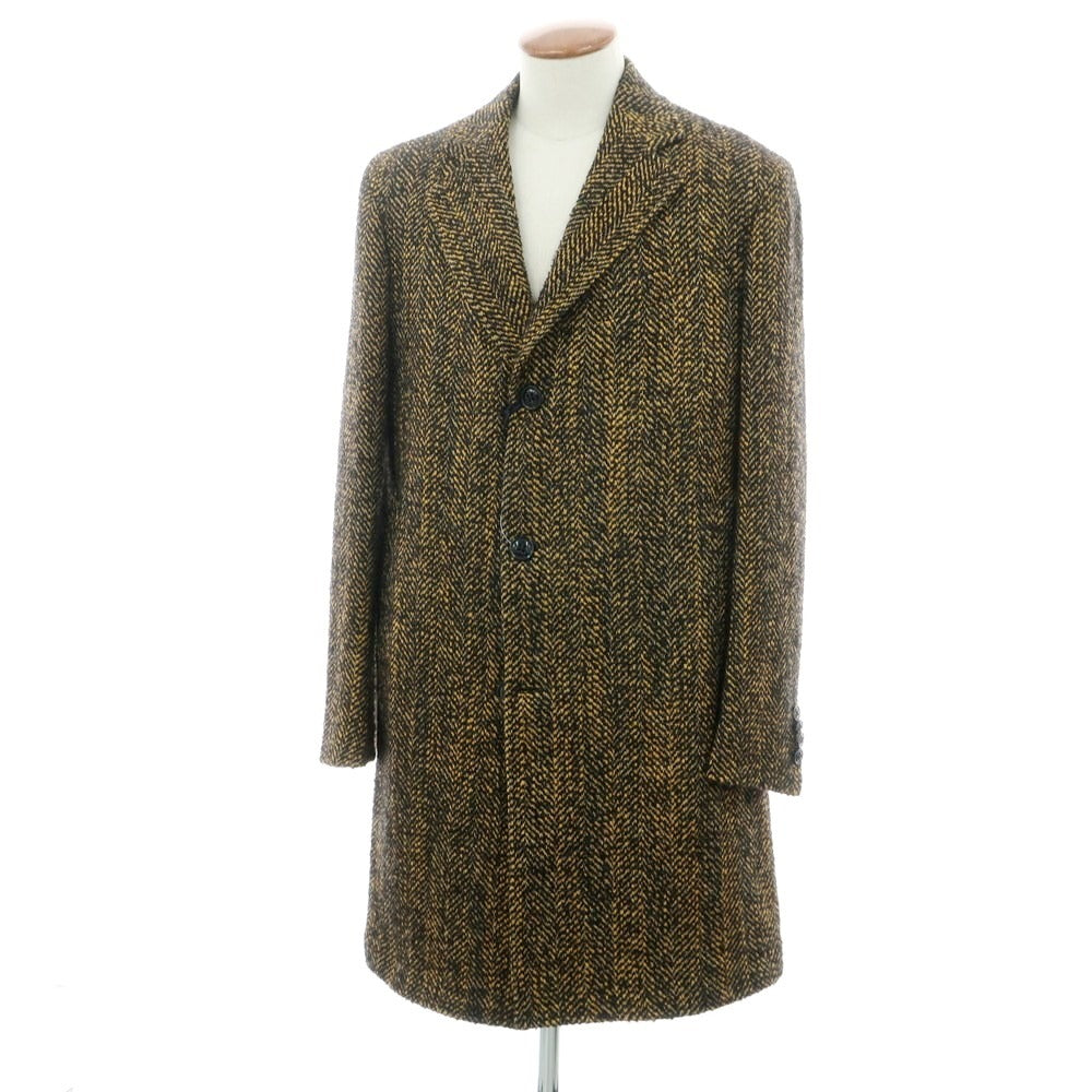 【新品】ドルモア DRUMOHR ツイードウール チェスターフィールドコート イエローxブラック【 48 】【 状態ランクN 】【 メンズ 】
