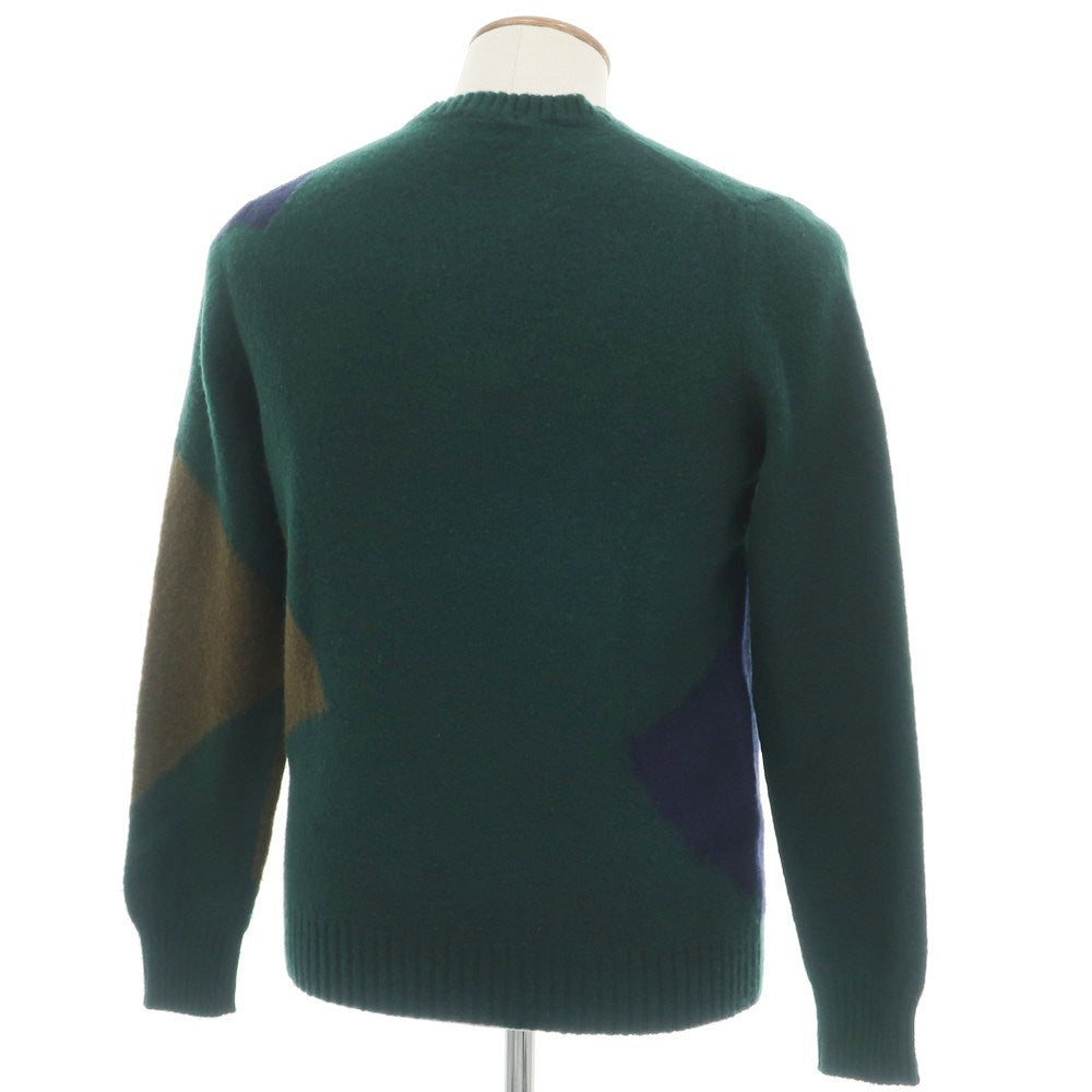 【新品】ドルモア DRUMOHR ラムズウール クルーネック  プルオーバーニット グリーンxネイビー【 48 】【 状態ランクN 】【 メンズ 】