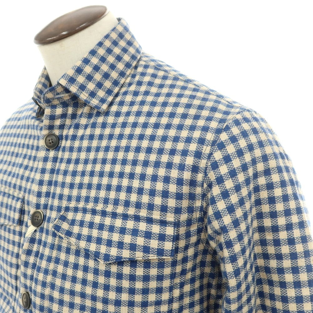 【新品】ギローバー GUY ROVER コットン ギンガムチェック 中綿入り シャツジャケット ブルゾン ブルーxベージュ【 Ｌ 】【 状態ランクN 】【 メンズ 】