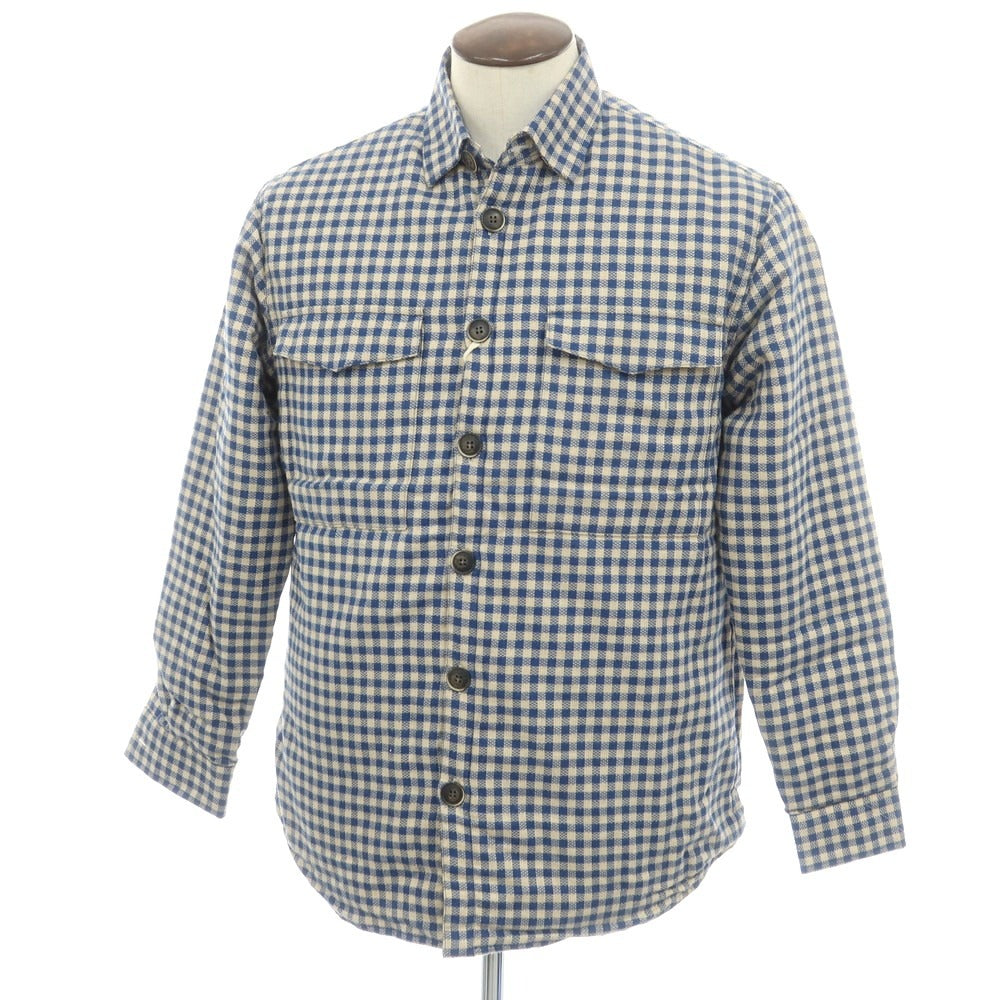【新品】ギローバー GUY ROVER コットン ギンガムチェック 中綿入り シャツジャケット ブルゾン ブルーxベージュ【 XL 】【 状態ランクN 】【 メンズ 】