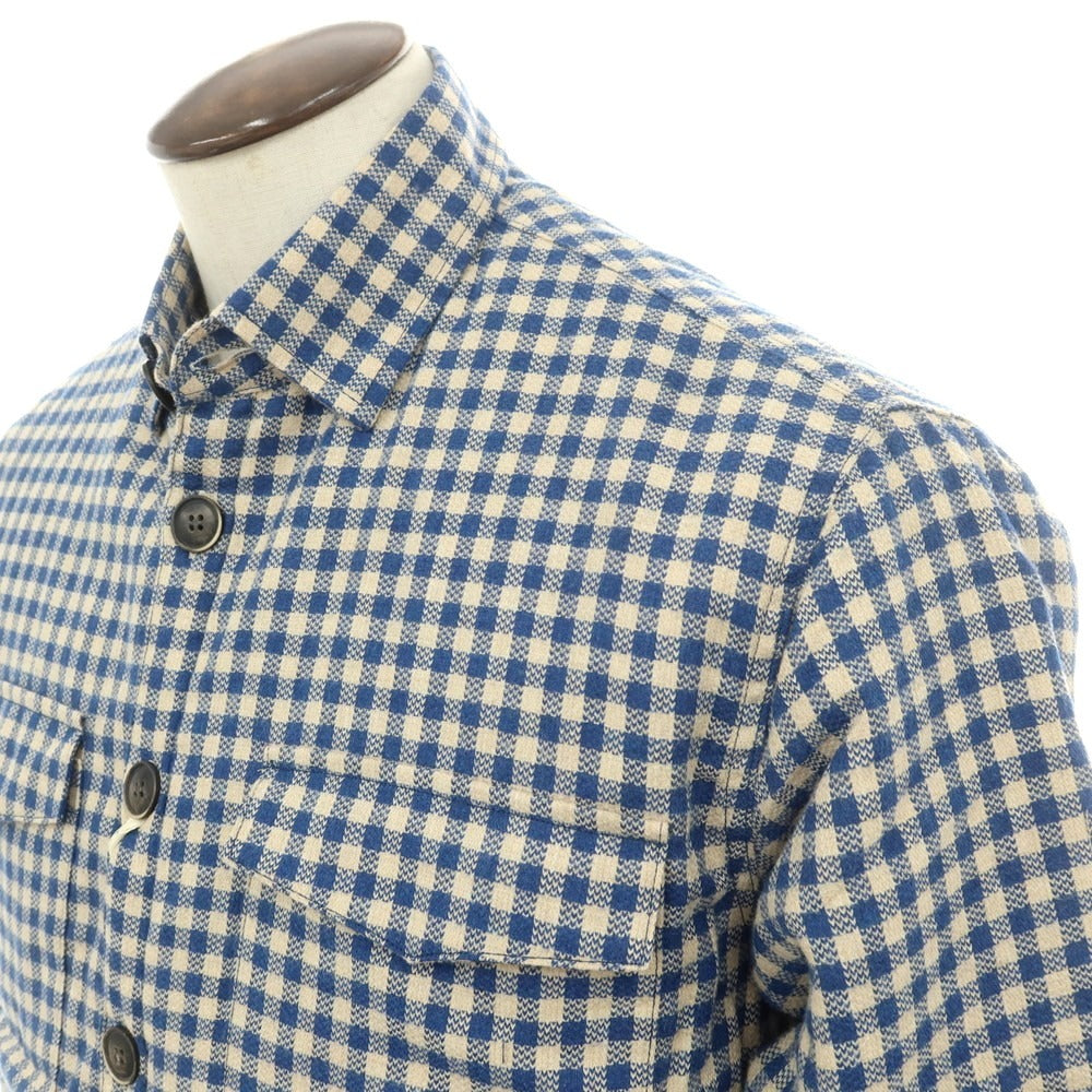 【新品】ギローバー GUY ROVER  コットン ギンガムチェック 中綿入り シャツジャケット ブルゾン ブルーxベージュ【 XL 】【 状態ランクN 】【 メンズ 】[EPD]