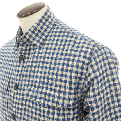 【新品】ギローバー GUY ROVER コットン ギンガムチェック 中綿入り シャツジャケット ブルゾン ブルーxベージュ【 XL 】【 状態ランクN 】【 メンズ 】