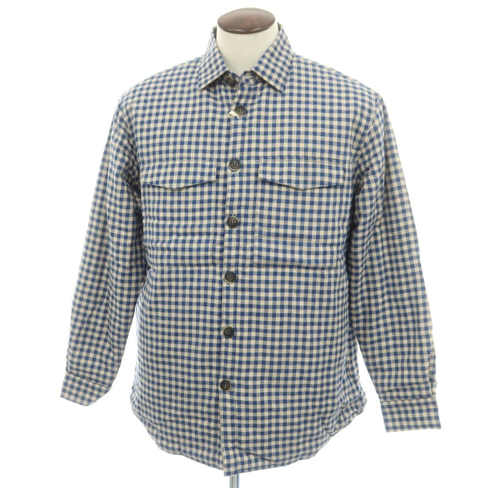 【新品】ギローバー GUY ROVER コットン ギンガムチェック 中綿入り シャツジャケット ブルゾン ブルーxベージュ【 XXL 】【 状態ランクN 】【 メンズ 】