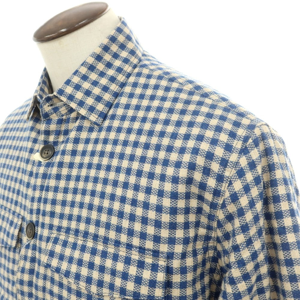 【新品】ギローバー GUY ROVER コットン ギンガムチェック 中綿入り シャツジャケット ブルゾン ブルーxベージュ【 XXL 】【 状態ランクN 】【 メンズ 】