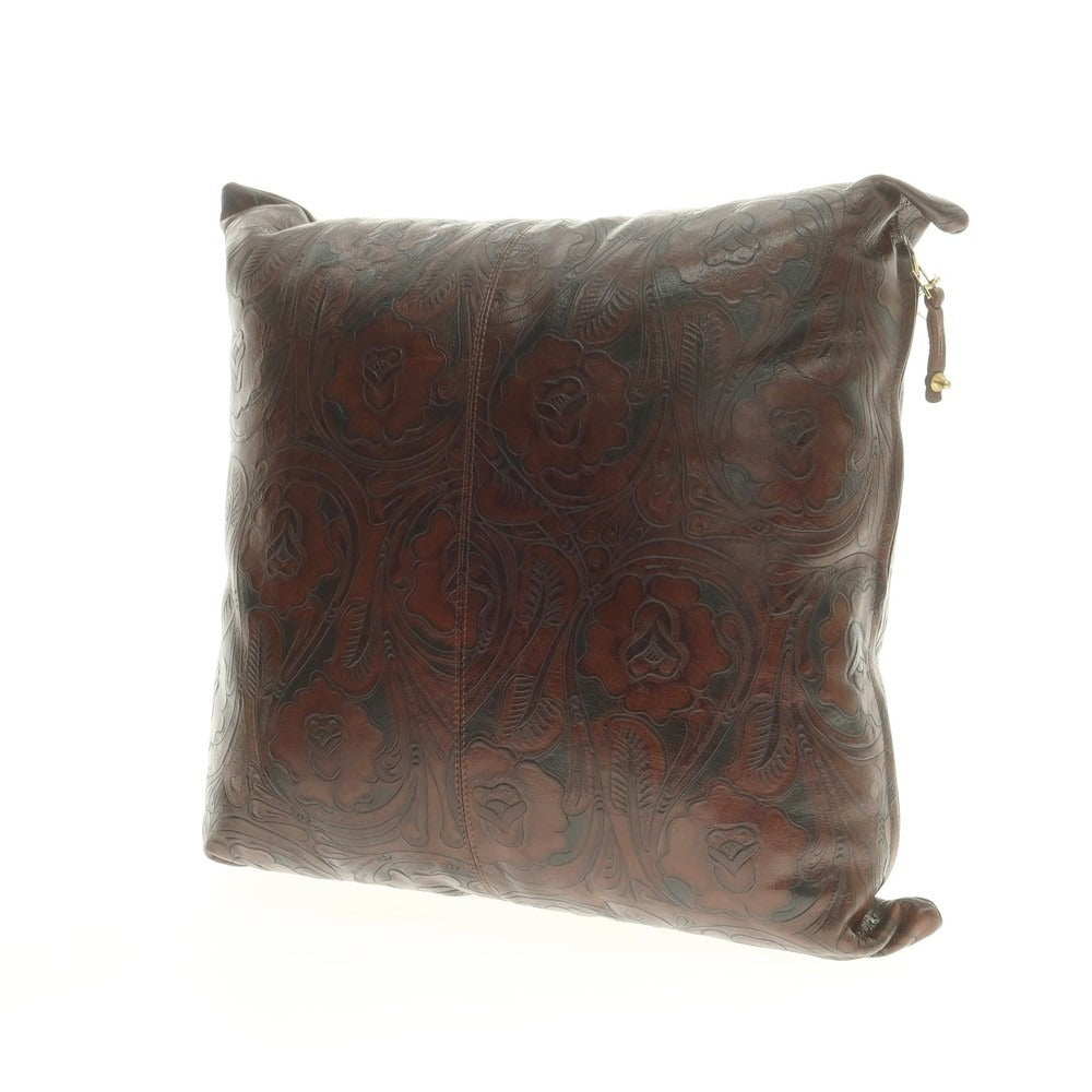 【中古】ルコンド L&KONDO カービング加工レザー クッション ダークブラウン【 M 】【 状態ランクA 】【 ユニセックス 】