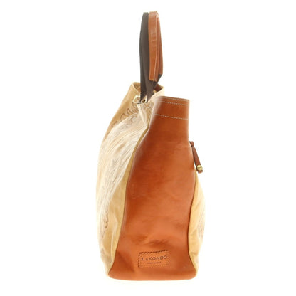 [Used] L&amp;amp;KONDO Carving Leather Tote Bag Beige x Light Brown [Condition Rank A] [Unisex]