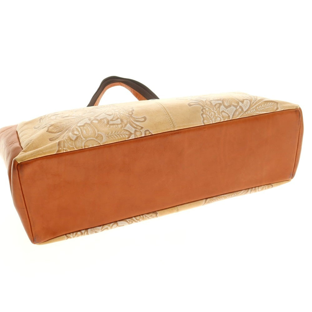 [Used] L&amp;amp;KONDO Carving Leather Tote Bag Beige x Light Brown [Condition Rank A] [Unisex]
