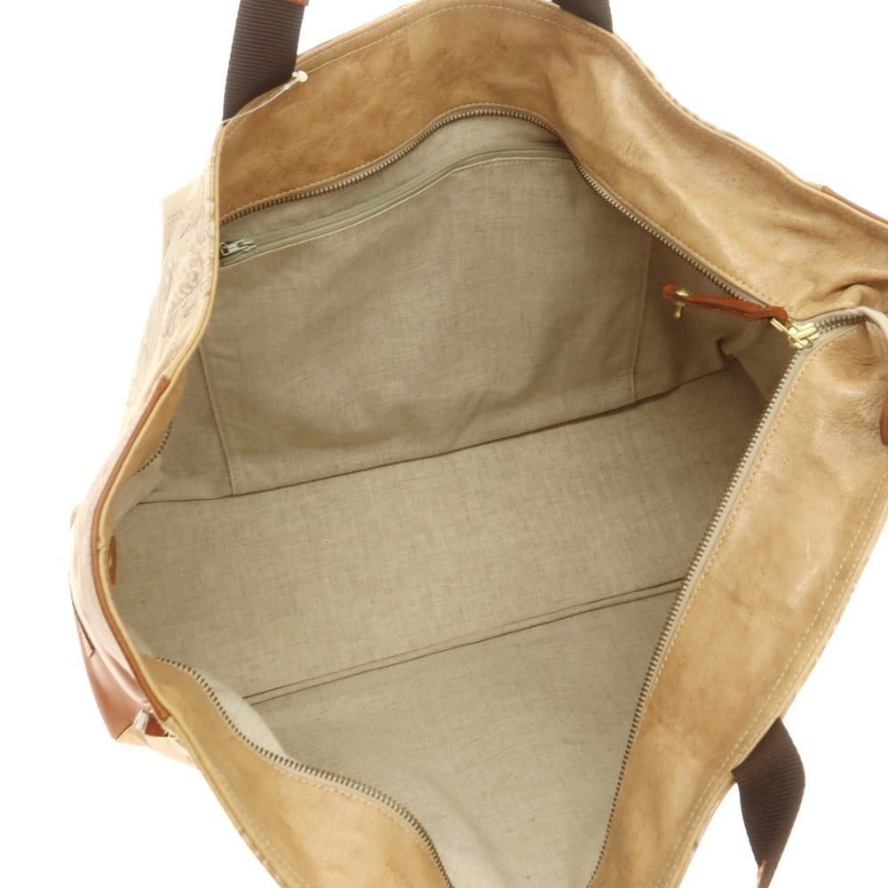 [Used] L&amp;amp;KONDO Carving Leather Tote Bag Beige x Light Brown [Condition Rank A] [Unisex]