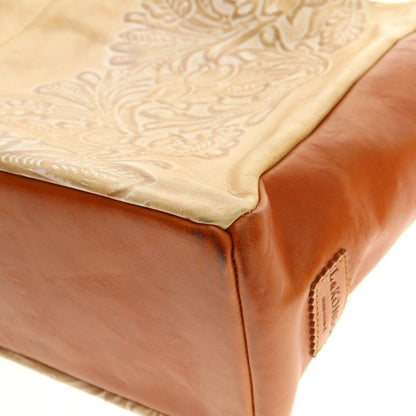 [Used] L&amp;amp;KONDO Carving Leather Tote Bag Beige x Light Brown [Condition Rank A] [Unisex]