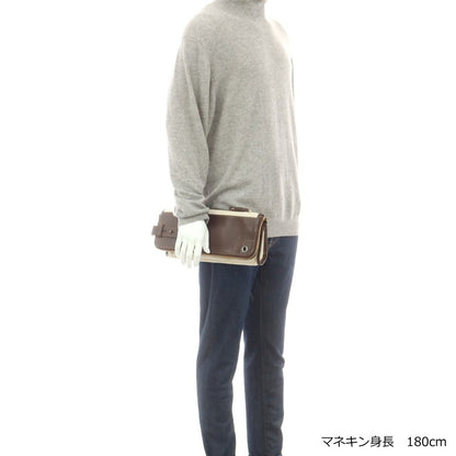 [Used] L&amp;amp;KONDO Leather x Linen Clutch Bag Dark Brown x Natural [Condition Rank A] [Unisex]