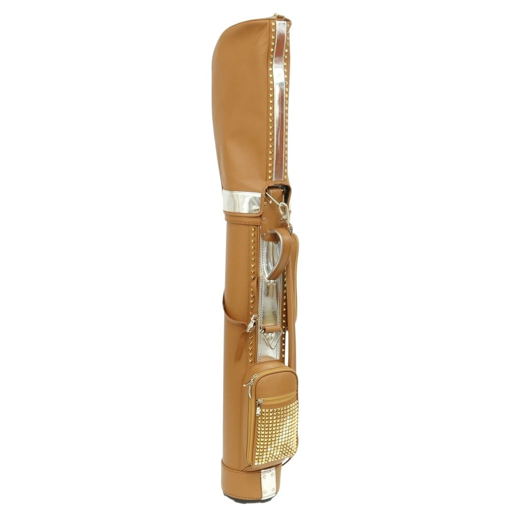 [Used] [Unused] BONJAPONE × KOYAMA GOLF BAG FACTORY Kurge Leather Studded Golf Bag Camel Brown x Silver [6.5 Type] [Condition Rank S] [Unisex]