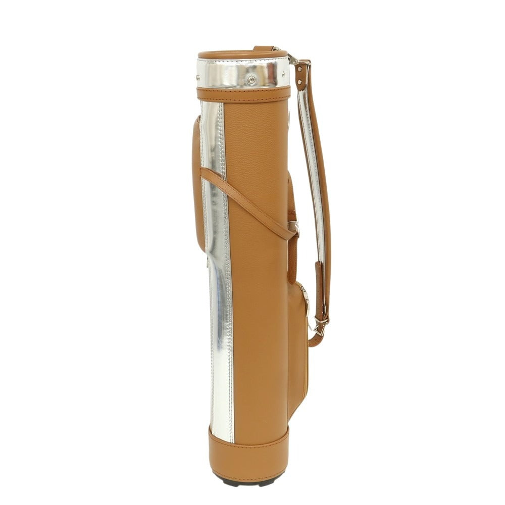 [Used] [Unused] BONJAPONE × KOYAMA GOLF BAG FACTORY Kurge Leather Studded Golf Bag Camel Brown x Silver [6.5 Type] [Condition Rank S] [Unisex]