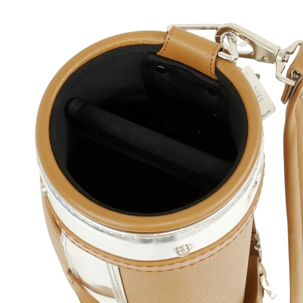 [Used] [Unused] BONJAPONE × KOYAMA GOLF BAG FACTORY Kurge Leather Studded Golf Bag Camel Brown x Silver [6.5 Type] [Condition Rank S] [Unisex]