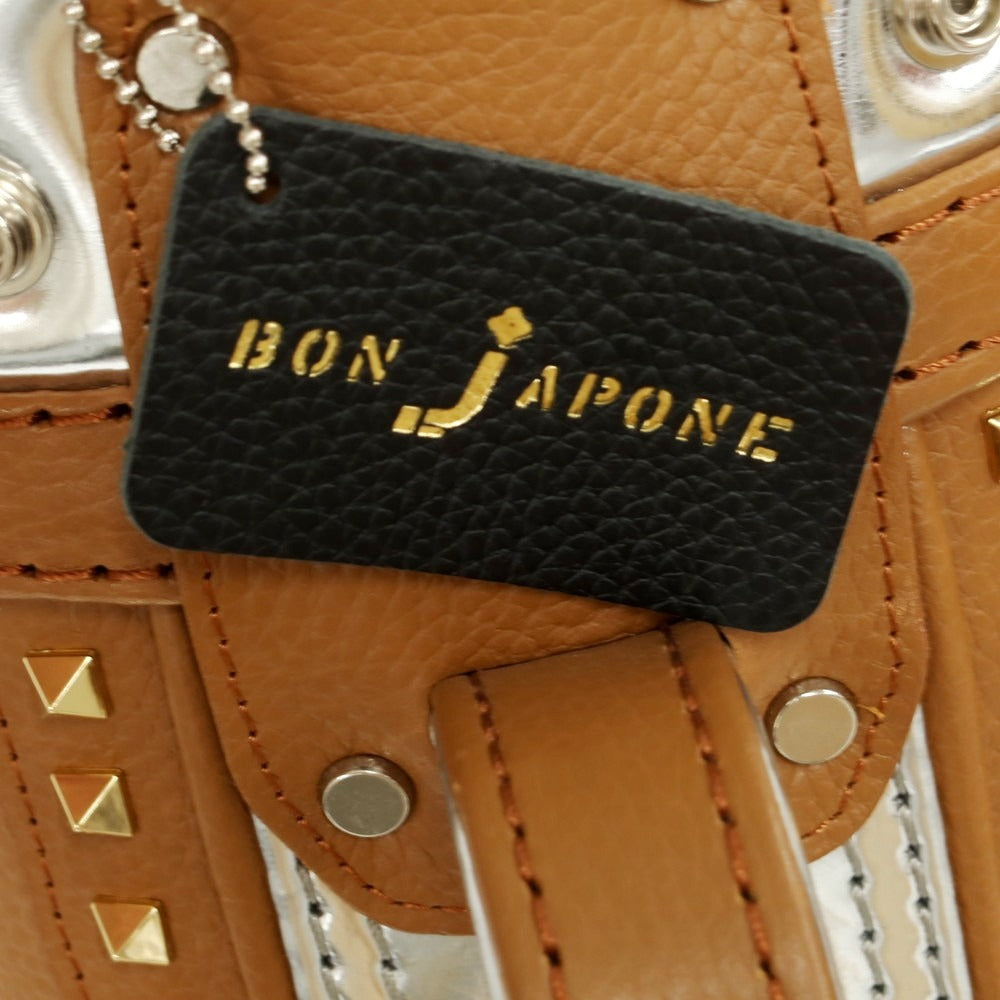 [Used] [Unused] BONJAPONE × KOYAMA GOLF BAG FACTORY Kurge Leather Studded Golf Bag Camel Brown x Silver [6.5 Type] [Condition Rank S] [Unisex]
