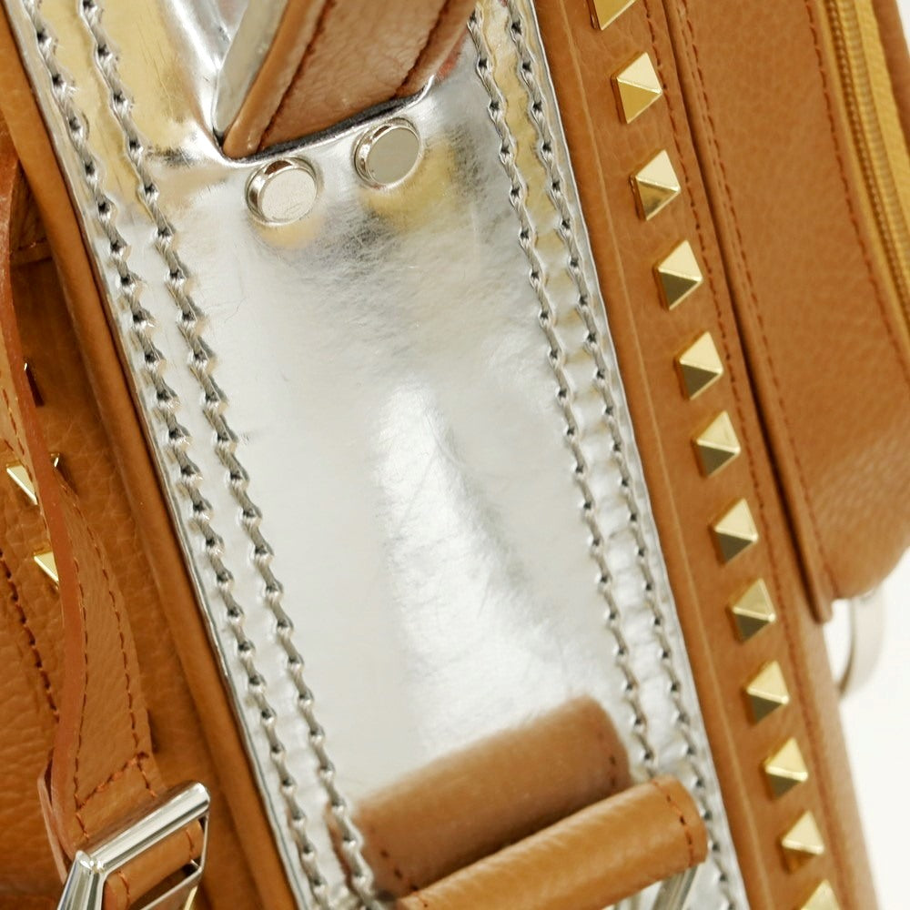 [Used] [Unused] BONJAPONE × KOYAMA GOLF BAG FACTORY Kurge Leather Studded Golf Bag Camel Brown x Silver [6.5 Type] [Condition Rank S] [Unisex]