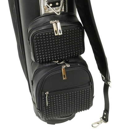 [Used] [Unused] BONJAPONE × KOYAMA GOLF BAG FACTORY Kruger Leather Studded Golf Bag Black x Silver [Model 9] [Condition Rank S] [Unisex]