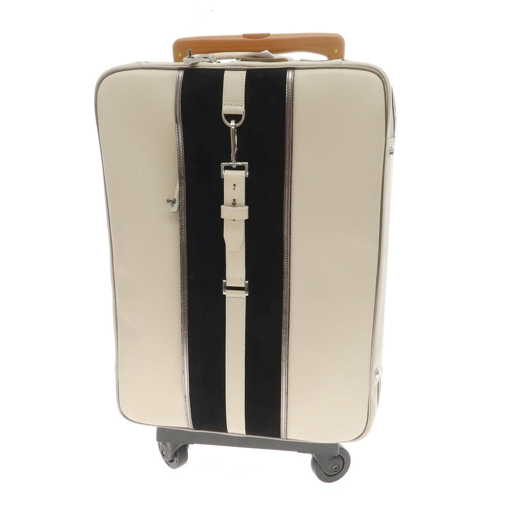 【中古】【未使用】ボンジャポネ BONJAPONE SAFARI Mousieur.C シュリンクレザー キャリーバッグ ベージュxブラック【 状態ランクS 】【 メンズ 】