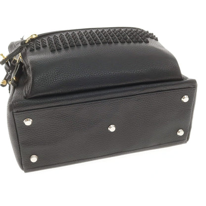 【中古】【未使用】ボンジャポネ BONJAPONE シュリンクレザー スタッズ トートバッグ ブラックxシルバー【 状態ランクS 】【 ユニセックス 】