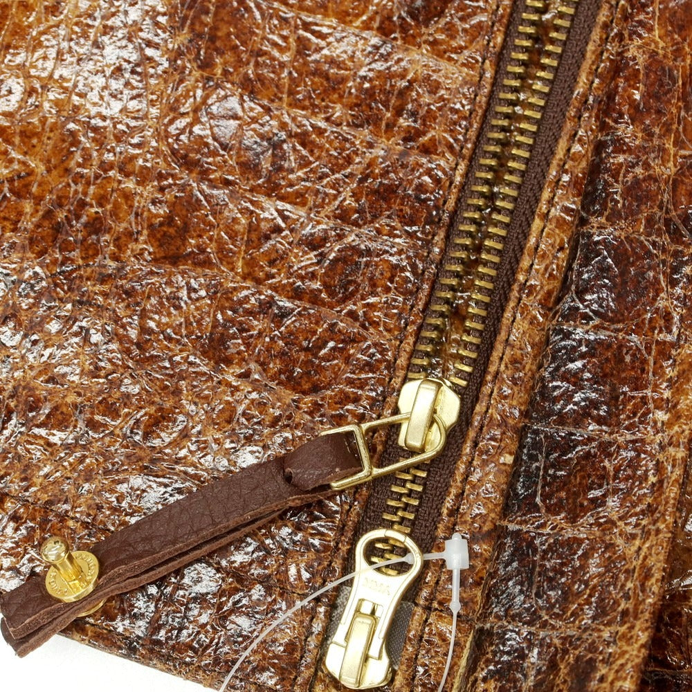 【中古】ルコンド L&amp;KONDO クロコ型押し シープ レザーブルゾン ブラウン【 48 】【 状態ランクA 】【 メンズ 】