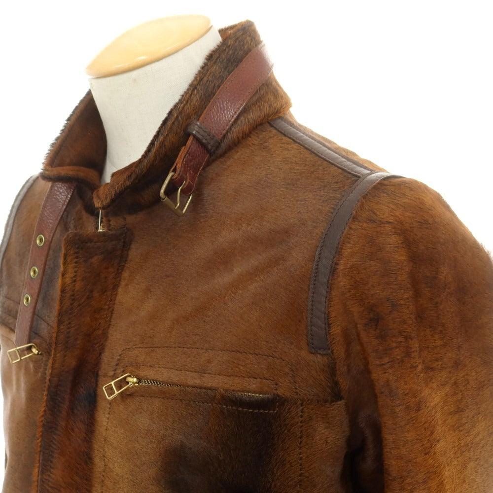 【中古】ルコンド L&amp;KONDO イタリアンヘアカーフ レザーブルゾン ブラウン【 46 】【 状態ランクB 】【 メンズ 】
