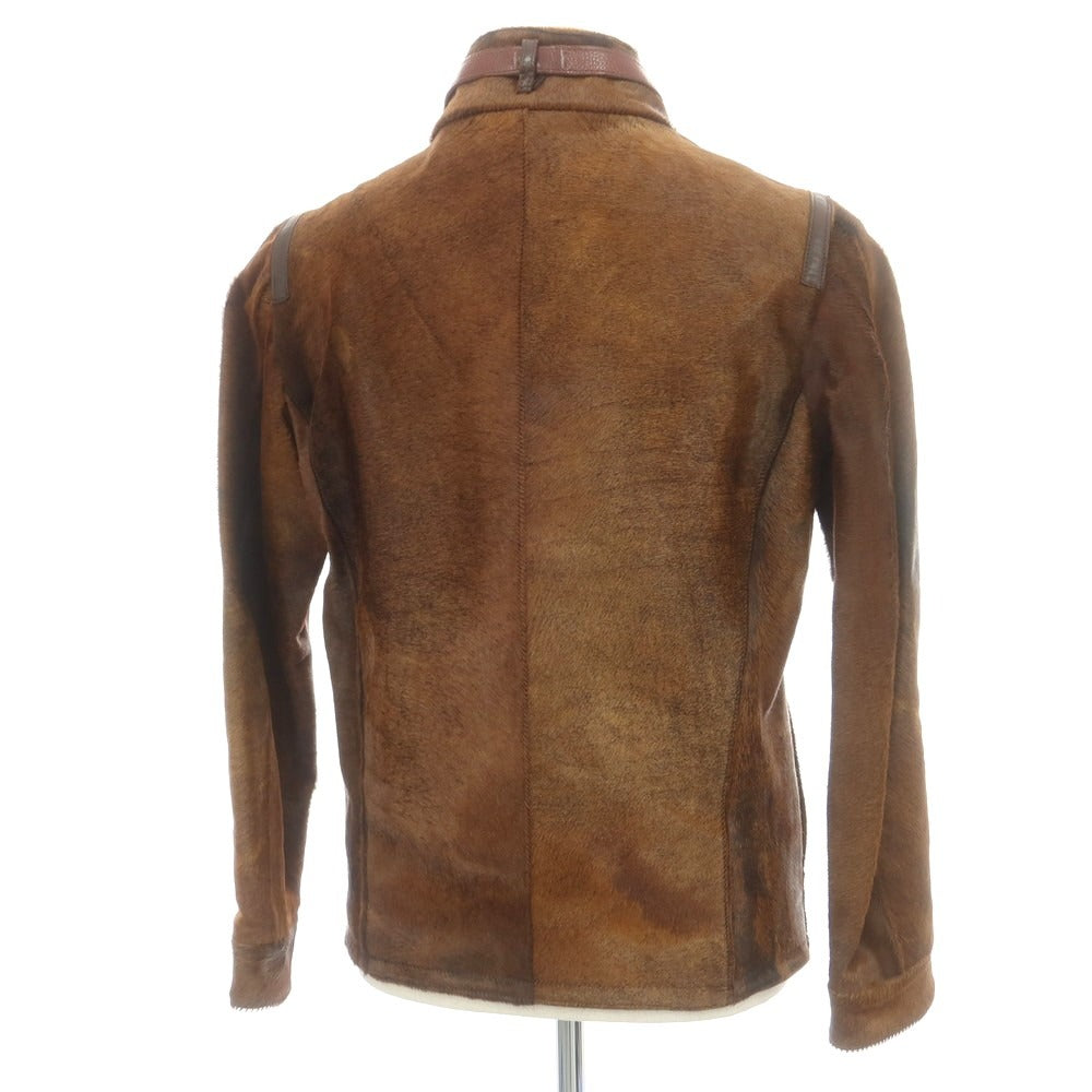 【中古】ルコンド L&amp;KONDO イタリアンヘアカーフ レザーブルゾン ブラウン【 46 】【 状態ランクB 】【 メンズ 】