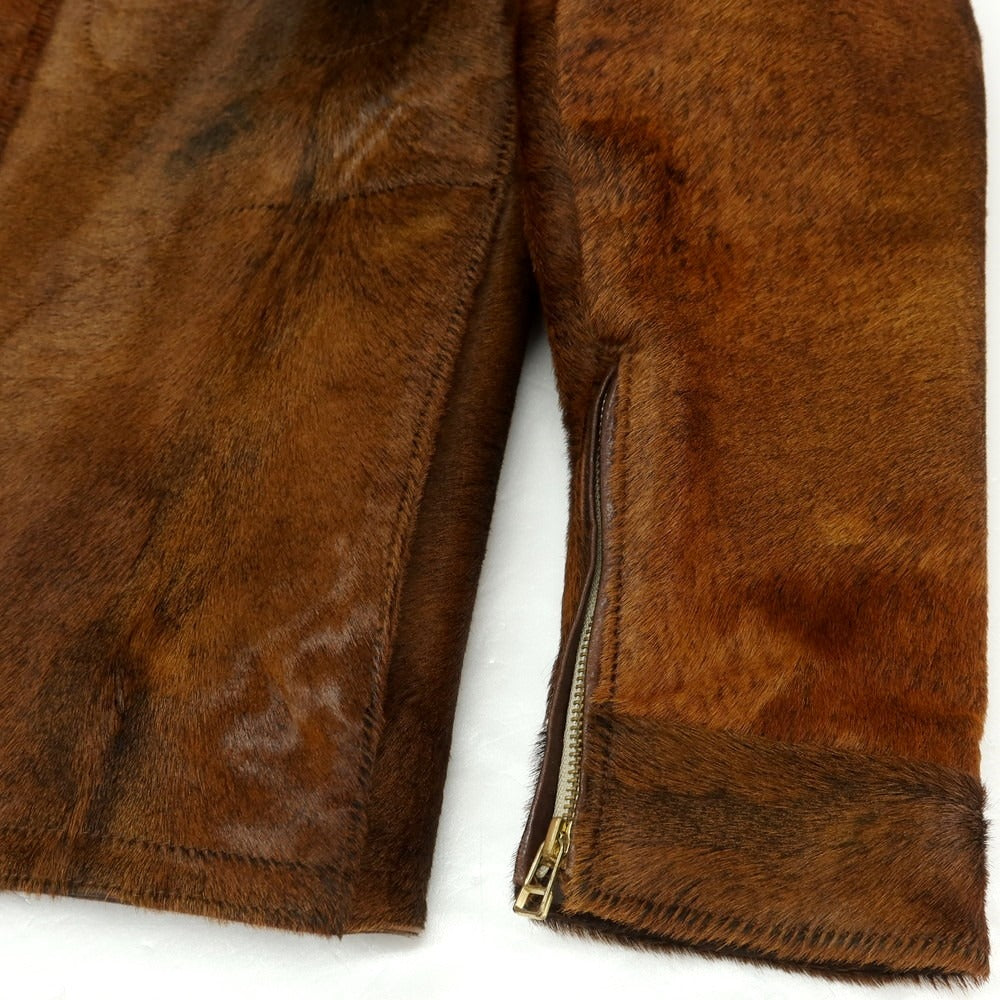 【中古】ルコンド L&amp;KONDO イタリアンヘアカーフ レザーブルゾン ブラウン【 46 】【 状態ランクB 】【 メンズ 】