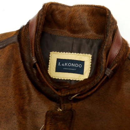 【中古】ルコンド L&amp;KONDO イタリアンヘアカーフ レザーブルゾン ブラウン【 46 】【 状態ランクB 】【 メンズ 】