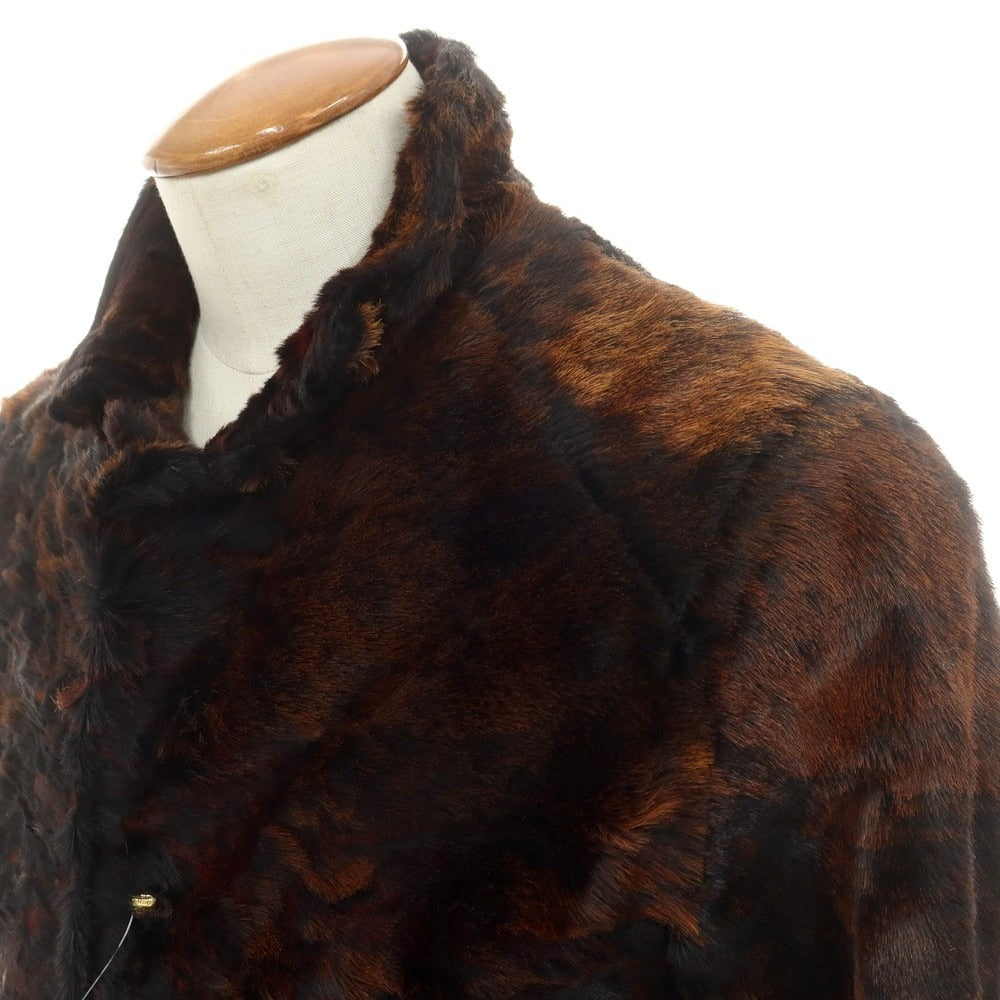 【中古】ルコンド L&amp;KONDO イタリアンロングヘアカーフ レザーブルゾン ダークブラウン【 48 】【 状態ランクB 】【 メンズ 】