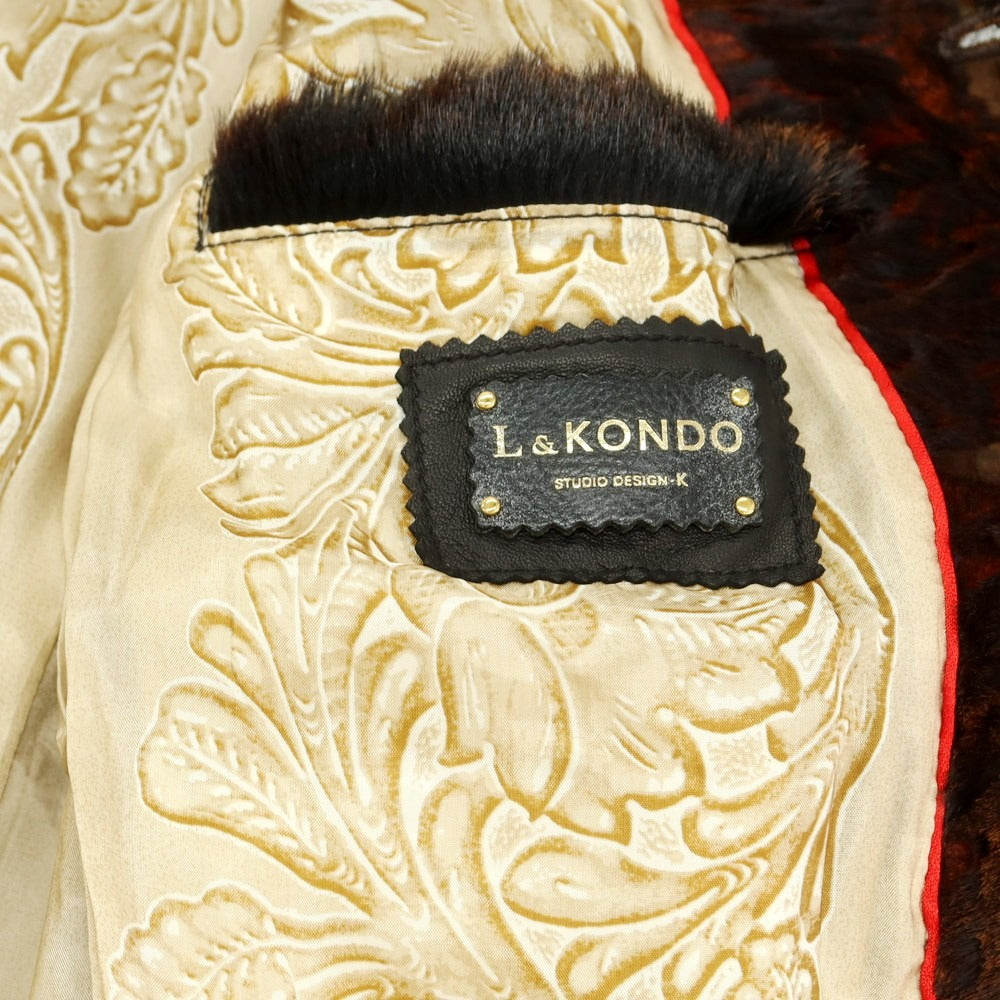 【中古】ルコンド L&amp;KONDO イタリアンロングヘアカーフ レザーブルゾン ダークブラウン【 48 】【 状態ランクB 】【 メンズ 】